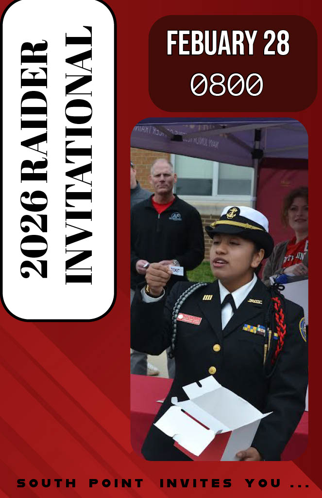 Poster for 2016 Raider Invitational event with date February 28 at 0800; features a soldier presenting a box under a tent.
